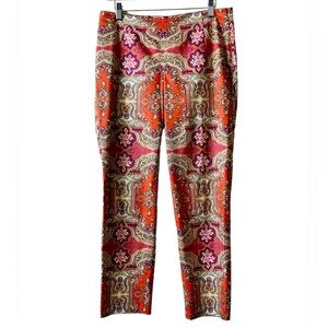 Talbots Crop Signature Pants Womens Sz 6 Mid Rise Straight OrangePaisleyStretch